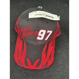 Y2K Vintage Roush Racing Hat Black Red Flames NASCAR One Size NWT